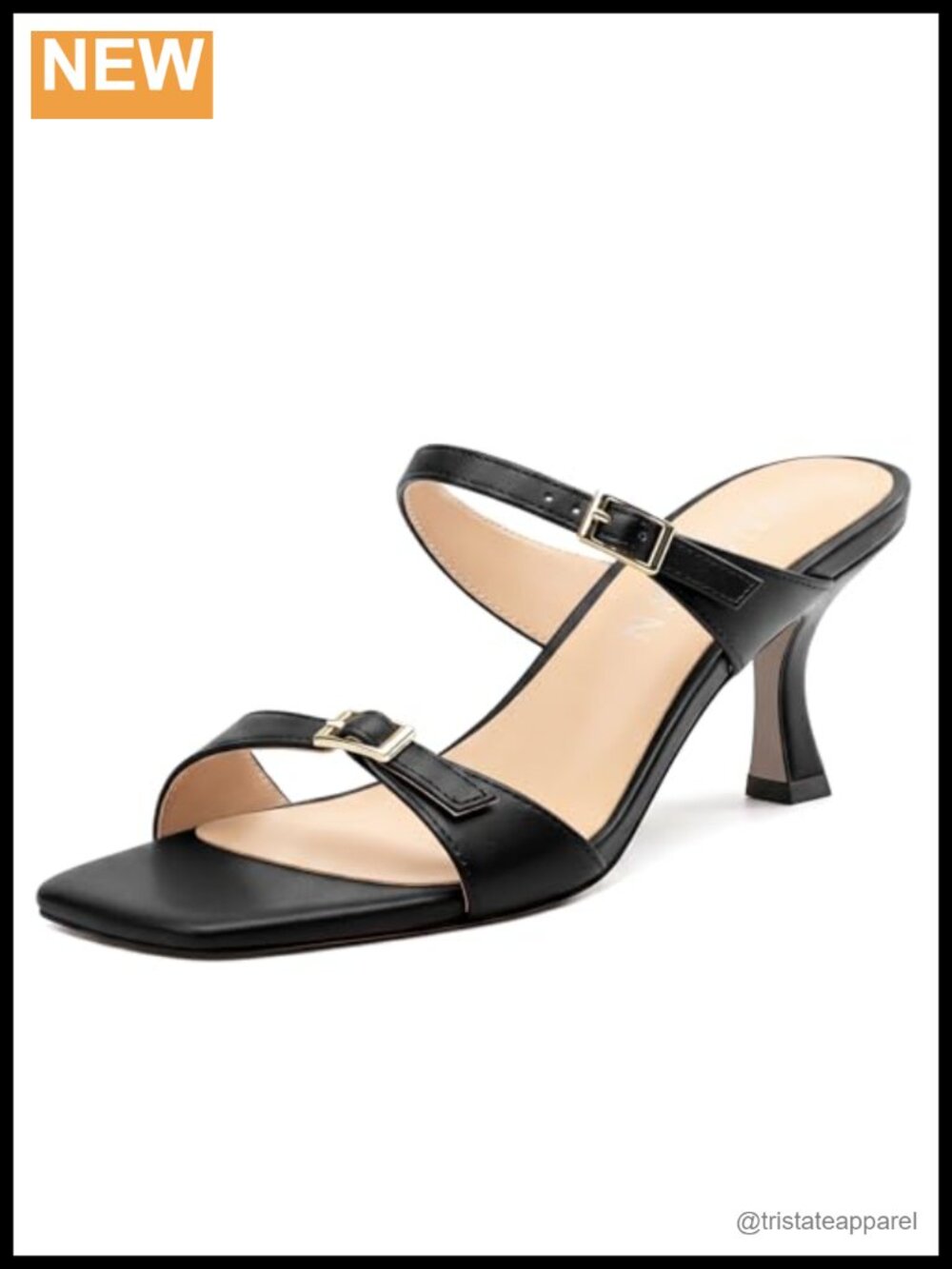 Women's Square Toe Kitten Heel Mule Sandals